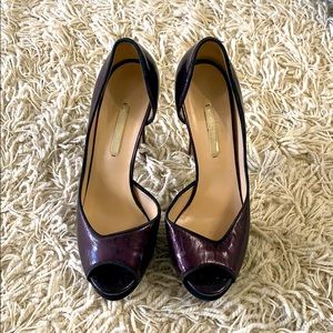 Nicholas Kirkwood burgundy peep toe pumps